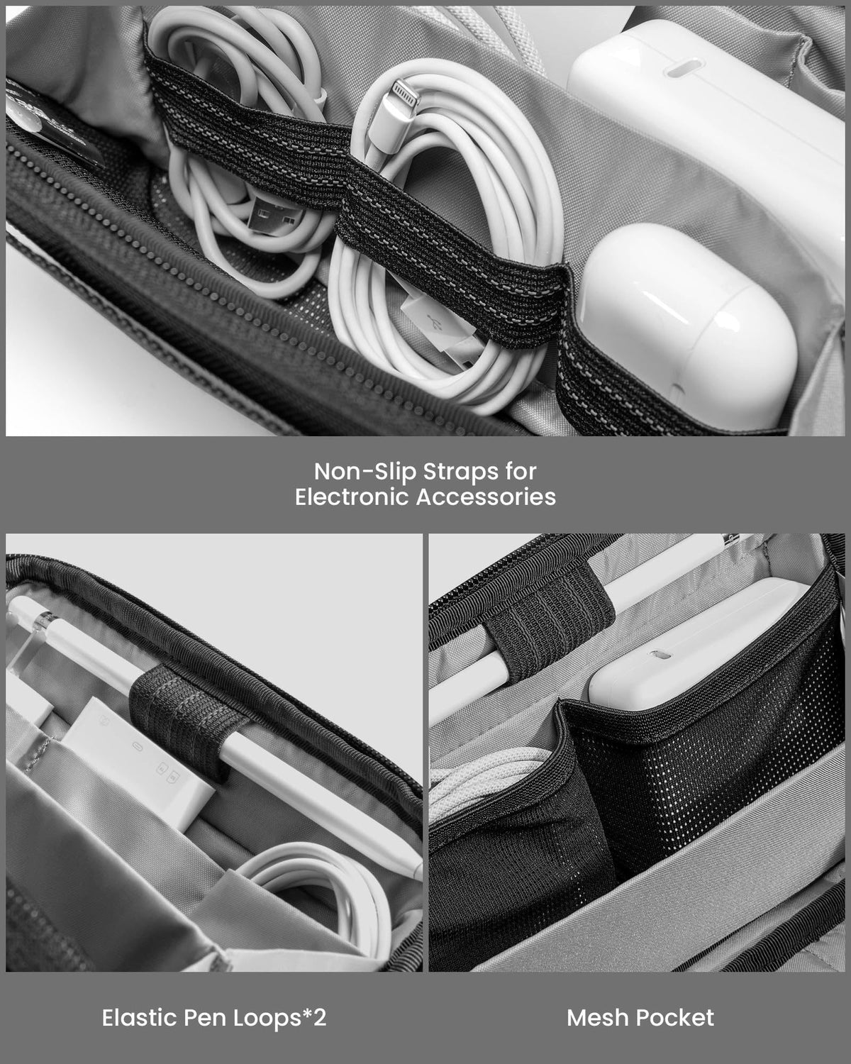 tomtoc Travel Cable Organizer Pouch, Electronics Accessories Organizer Portable Waterproof Double Accessories Carry Case