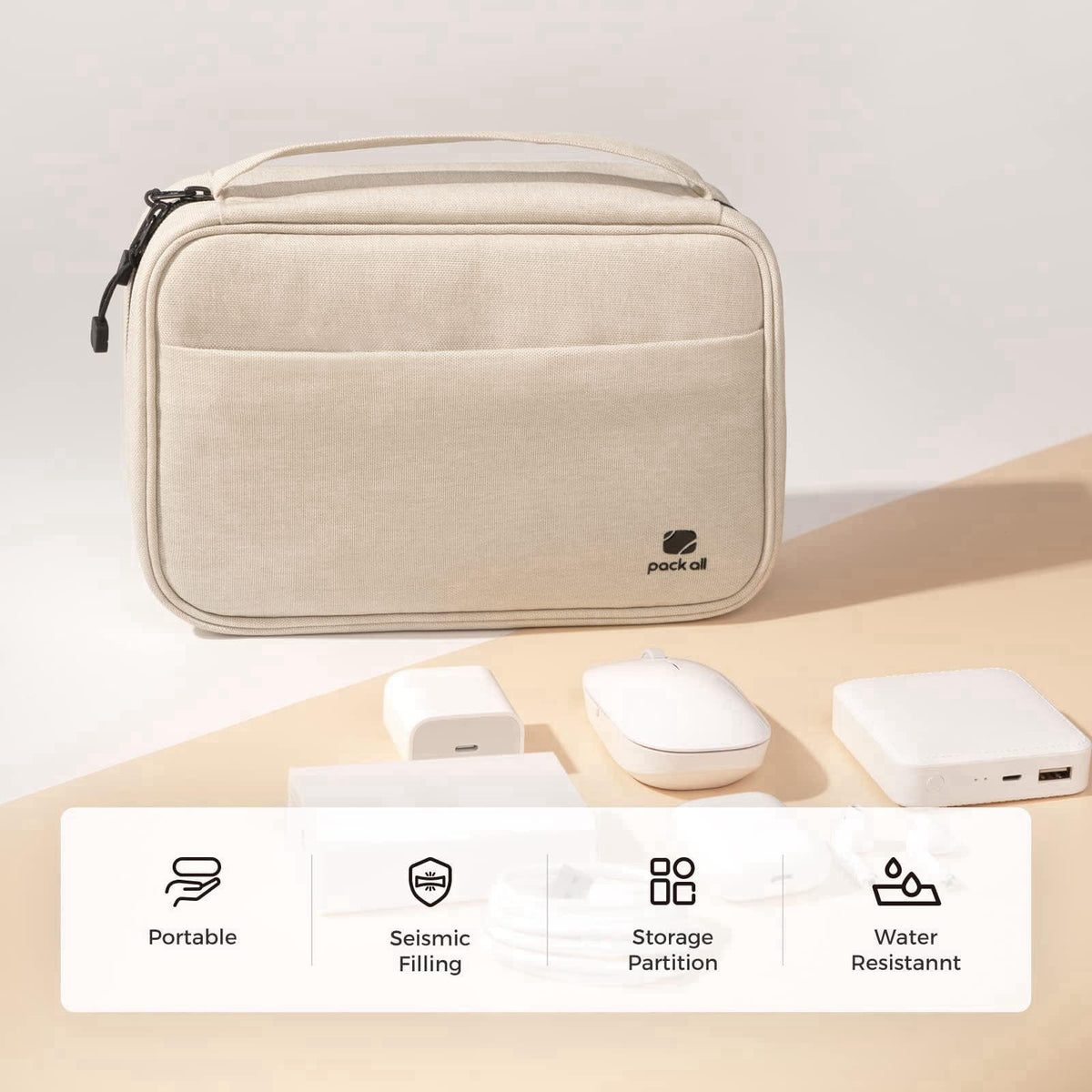 pack all Electronic Organizer Plus, Shockproof Cable Organizer Bag – close-up detail