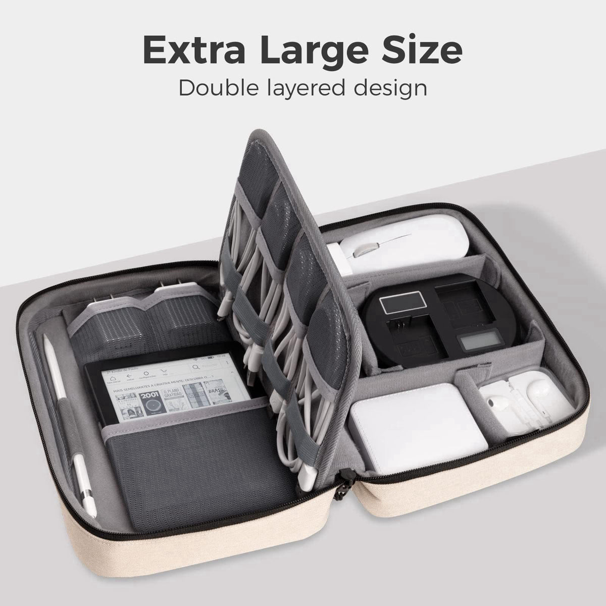 pack all Electronic Organizer Plus, Shockproof Cable Organizer Bag – full view