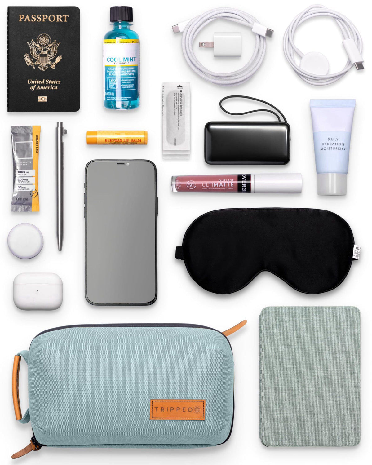 TRIPPED Travel Gear Tech Organizer Pouch for Accessories and Cables – close-up detail