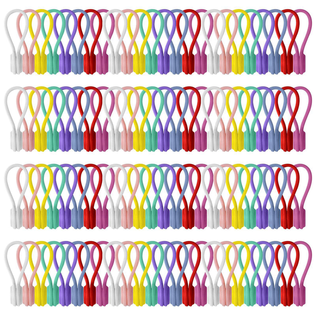 Motiloo 96-Pack Reusable Silicone Magnetic Cable Ties,8 Colors Multi Cord Organizer – Multi-colored Multi-colored Multi-