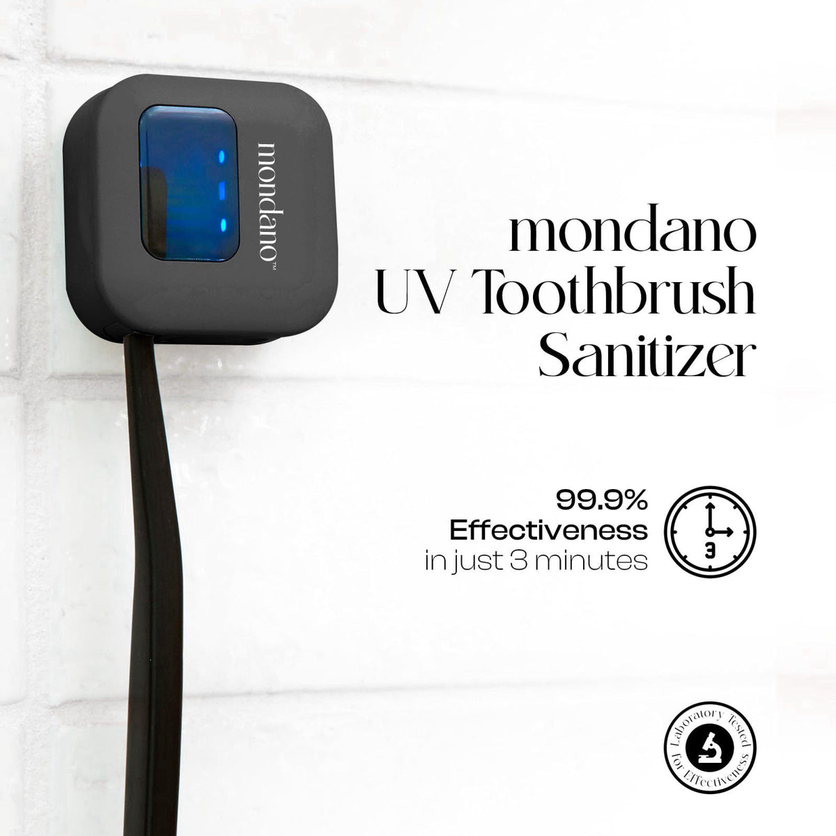 Mondano UV-C Toothbrush Sanitizer and Holder, Travel Case Cover Cap – close-up detail