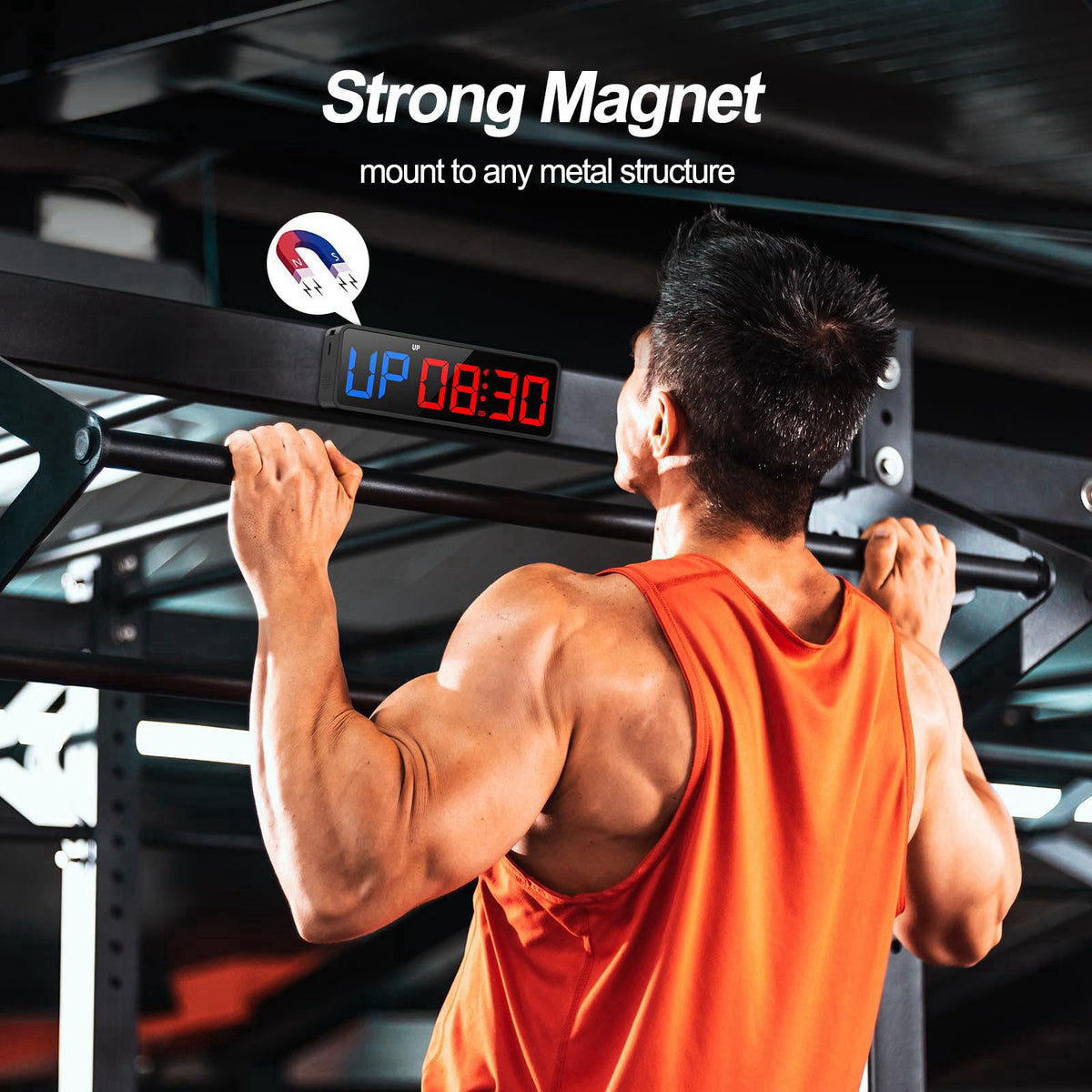 ANJANK Small Portable Gym Timer Clock, Strong Magnet, Workout Interval Timer with Powerful Battery, Stopwatch, Remote Co