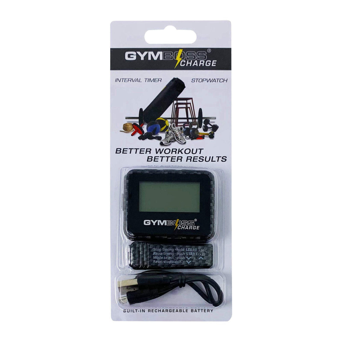 Gymboss Charge Interval Timer and Stopwatch – alternate angle