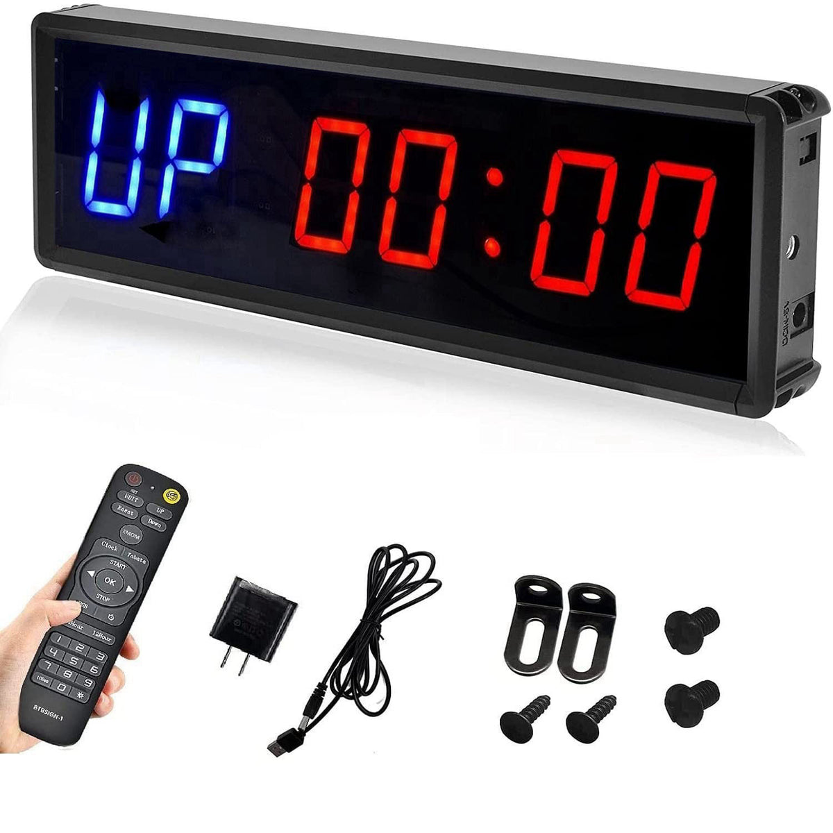 BTBSIGN LED Interval Timer Count Down/Up Clock Stopwatch with Remote for Home Gym Fitness – full view, size 11'