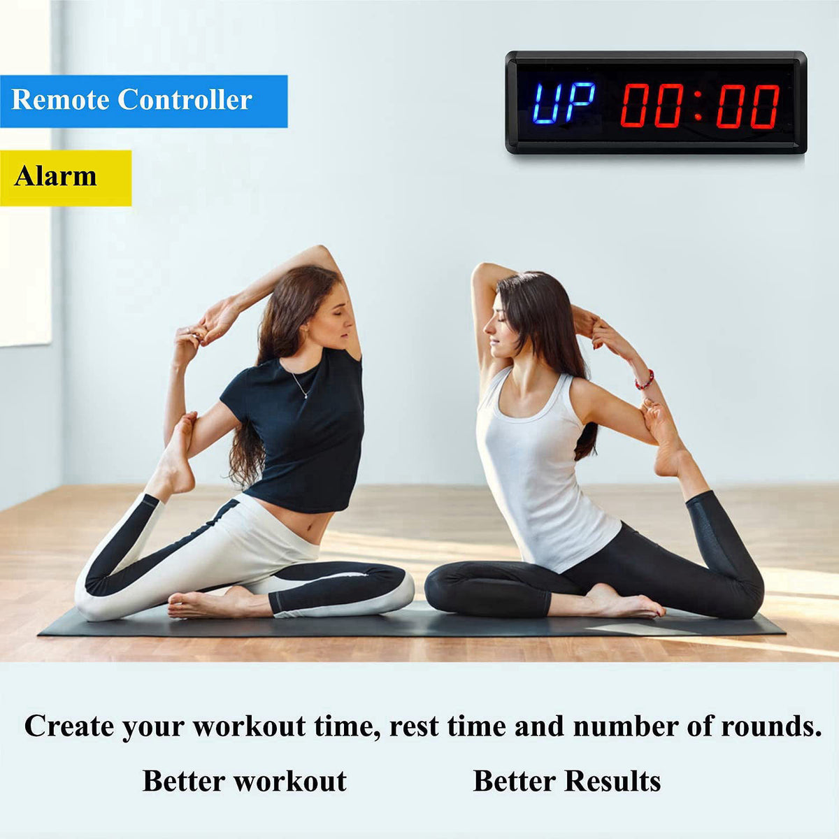BTBSIGN LED Interval Timer Count Down/Up Clock Stopwatch with Remote for Home Gym Fitness – alternate angle