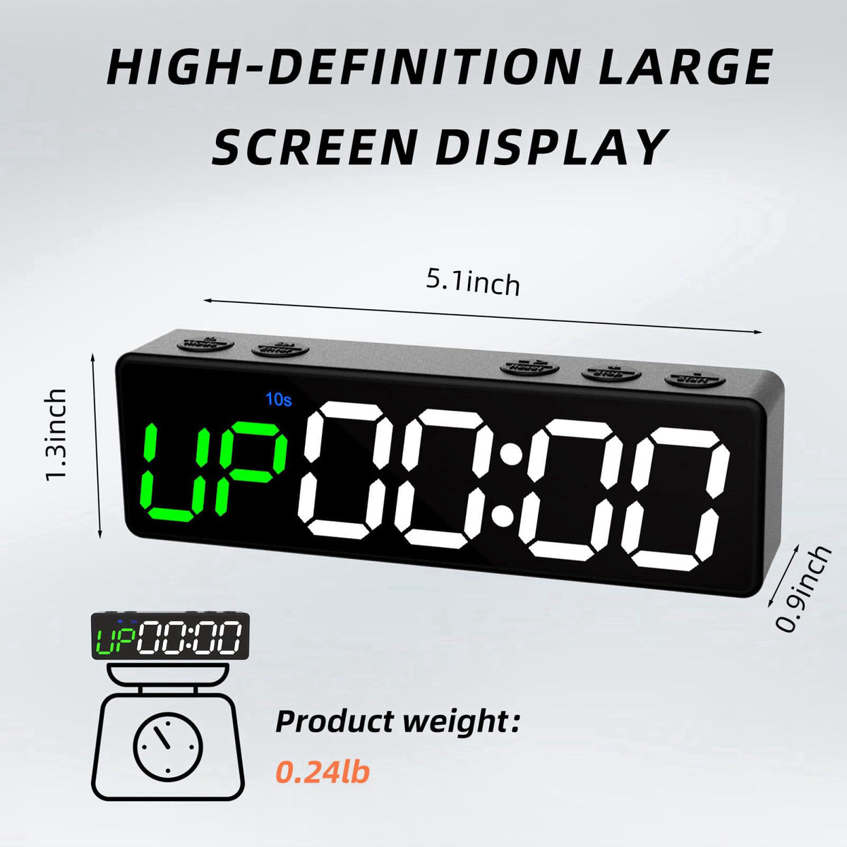 BXF SPORTS Mini Portable Gym Timer Clock, Large LED Digital Display Screen, Powerful Magnet, Powerful Battery, Count up/