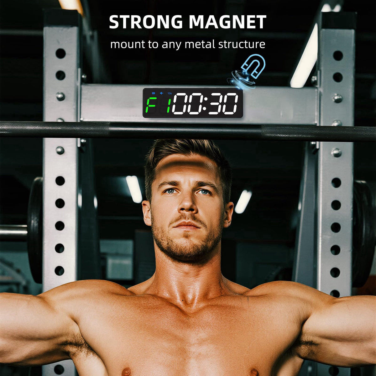 BXF SPORTS Mini Portable Gym Timer Clock, Large LED Digital Display Screen, Powerful Magnet, Powerful Battery, Count up/