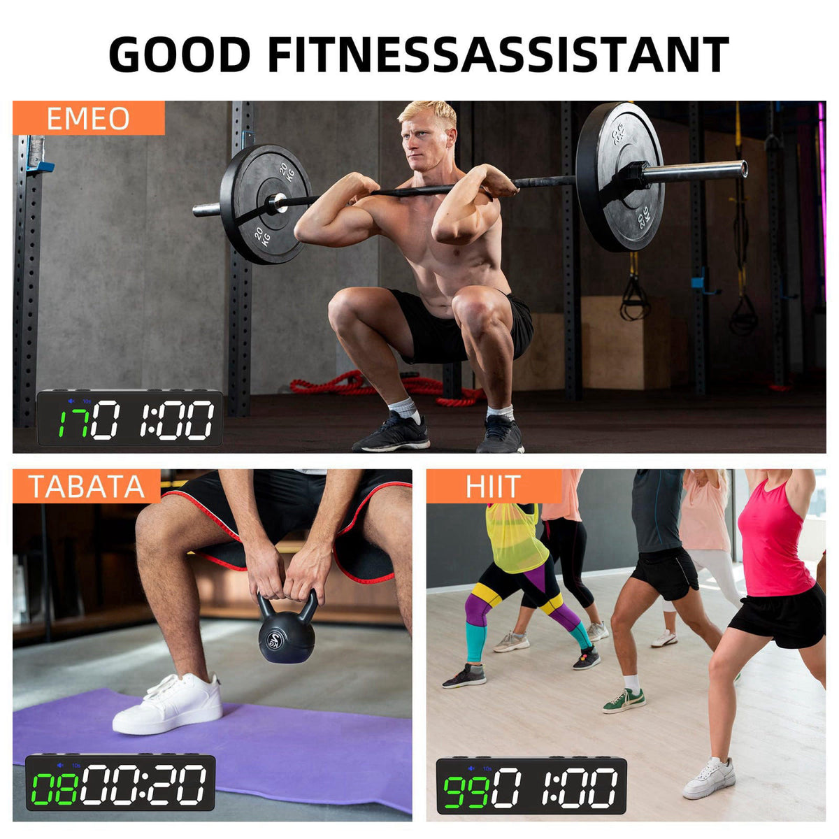 BXF SPORTS Mini Portable Gym Timer Clock, Large LED Digital Display Screen, Powerful Magnet, Powerful Battery, Count up/