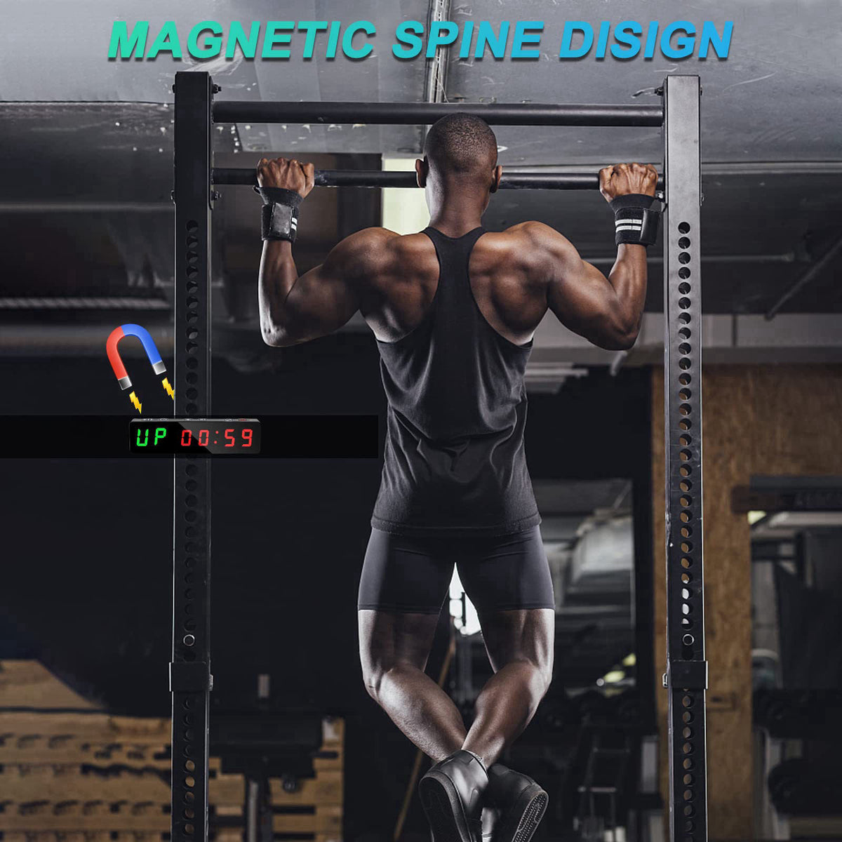 Jhering Gym Timer, Portable, Interval Timer with Rechargeable Battery and Built-in Magnet, LED Digital Anti Vertigo Disp