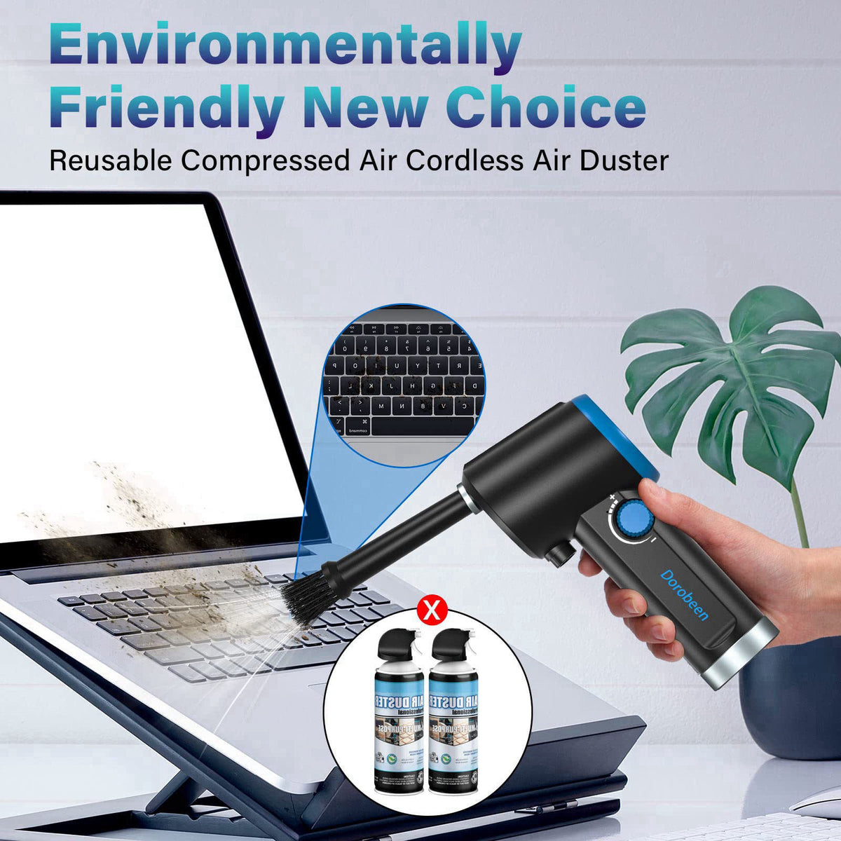 Dorobeen Compressed Air Duster, Electric Air Duster, Cordless Air Duster, Canned Air Duster for Computer, Keyboard Clean