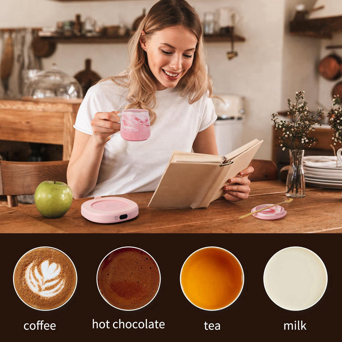 LOUTYTUO Coffee Mug Warmer & You are Awesome Mug Set, Electric Cup Warmer for Desk – alternate angle