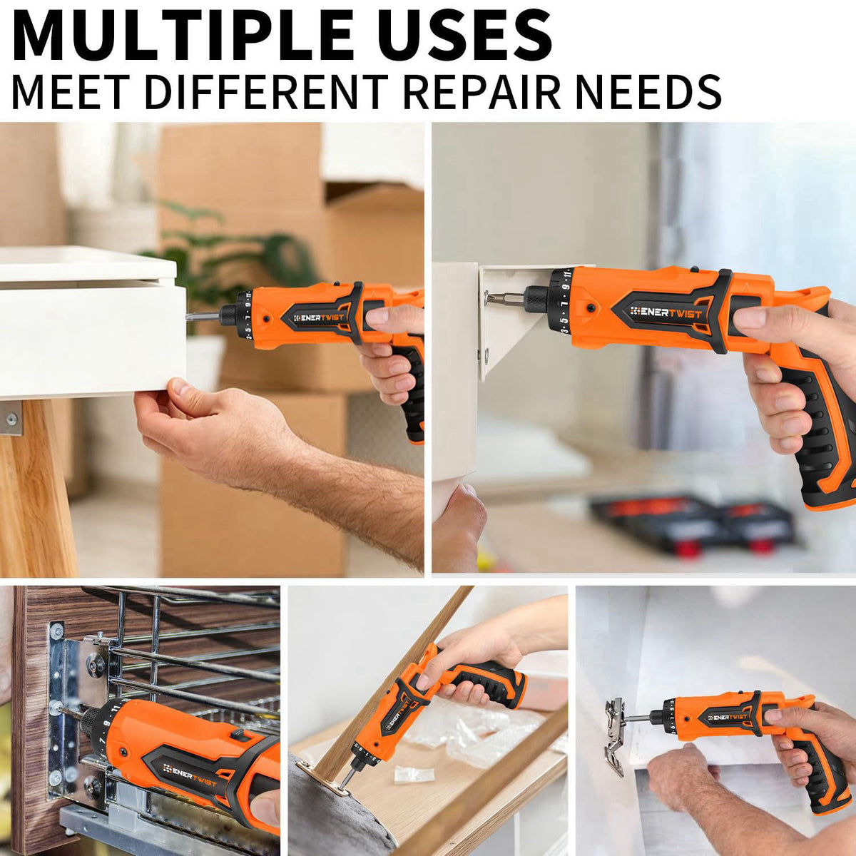 ENERTWIST 8V Cordless Screwdriver, 82 Accessory Kit, Max 10Nm 21+1 Cluth – full view, size 6.35 millimeters