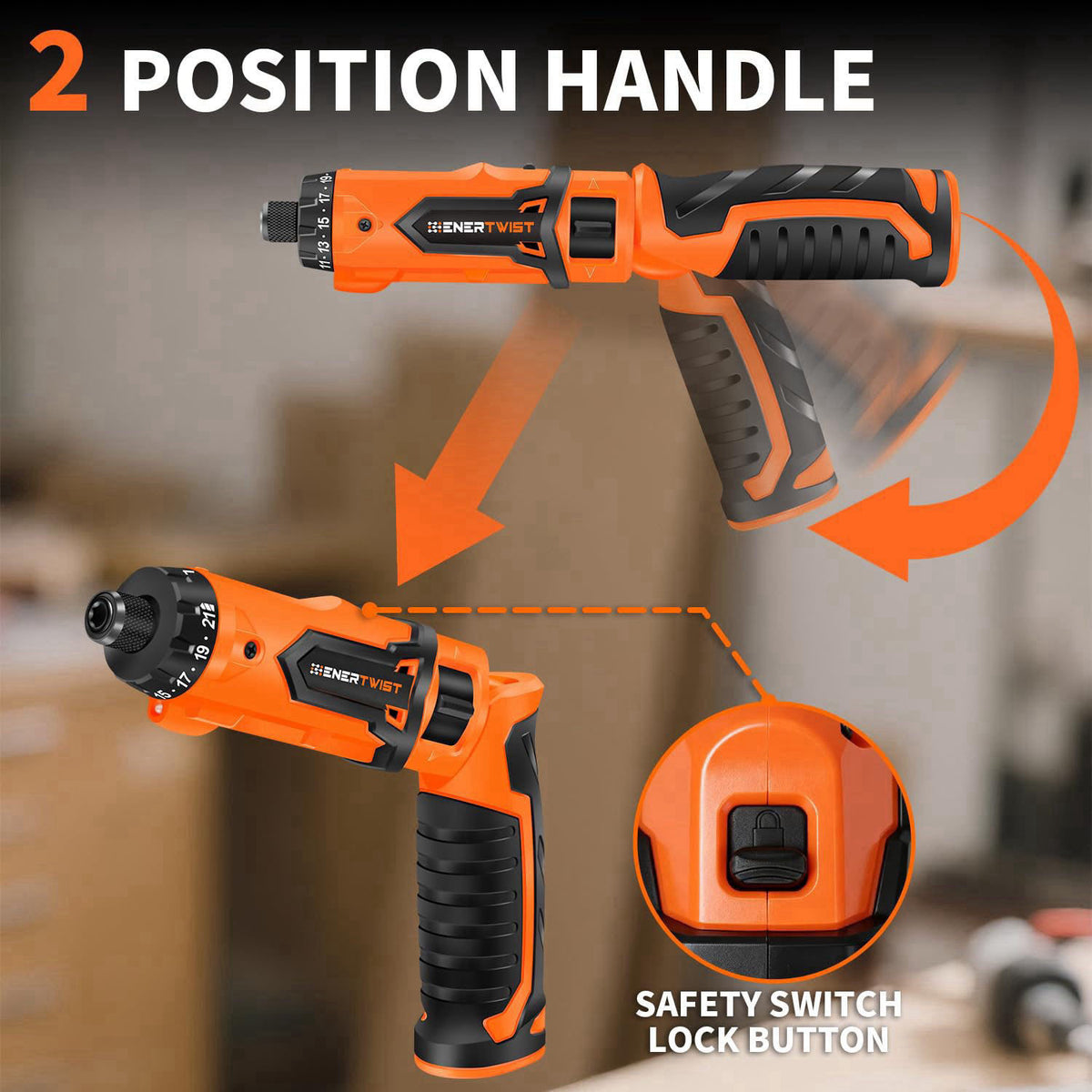 ENERTWIST 8V Cordless Screwdriver, 82 Accessory Kit, Max 10Nm 21+1 Cluth – alternate angle