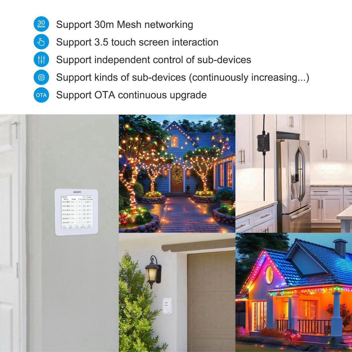AELOVTI Smart Courtyard Butler 3.5 Touch Screen Tuya App, DIY Scene for Multi-Device Sync Control Including Light,Breake