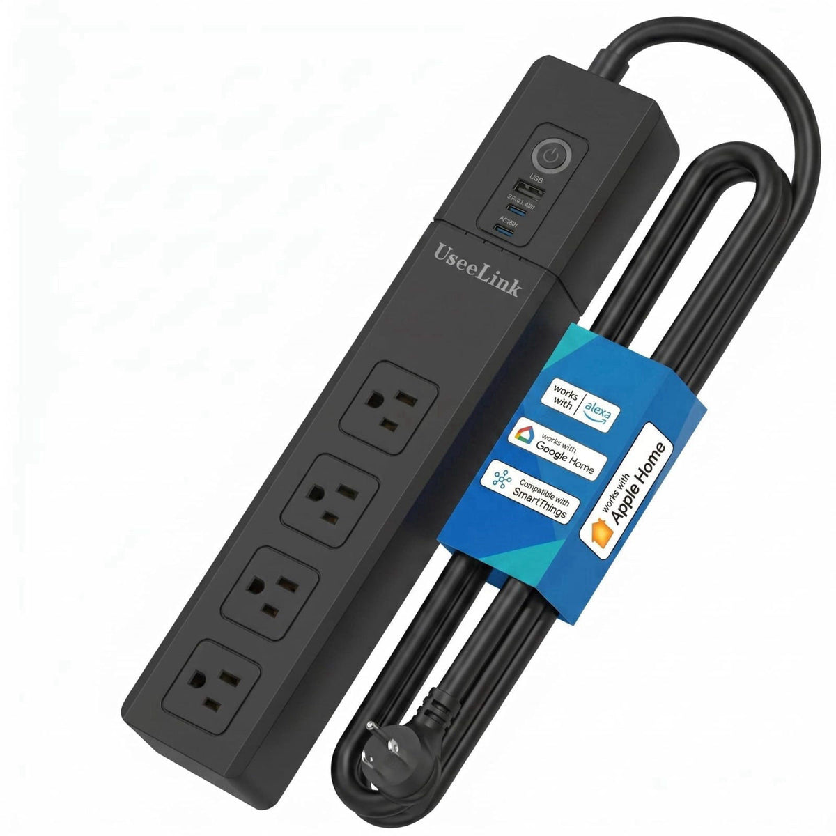 Smart Power Strip, UseeLink WiFi Surge Protector Compatible with Alexa & Google Home, Smart Plug with 4 USB Ports & 4 AC