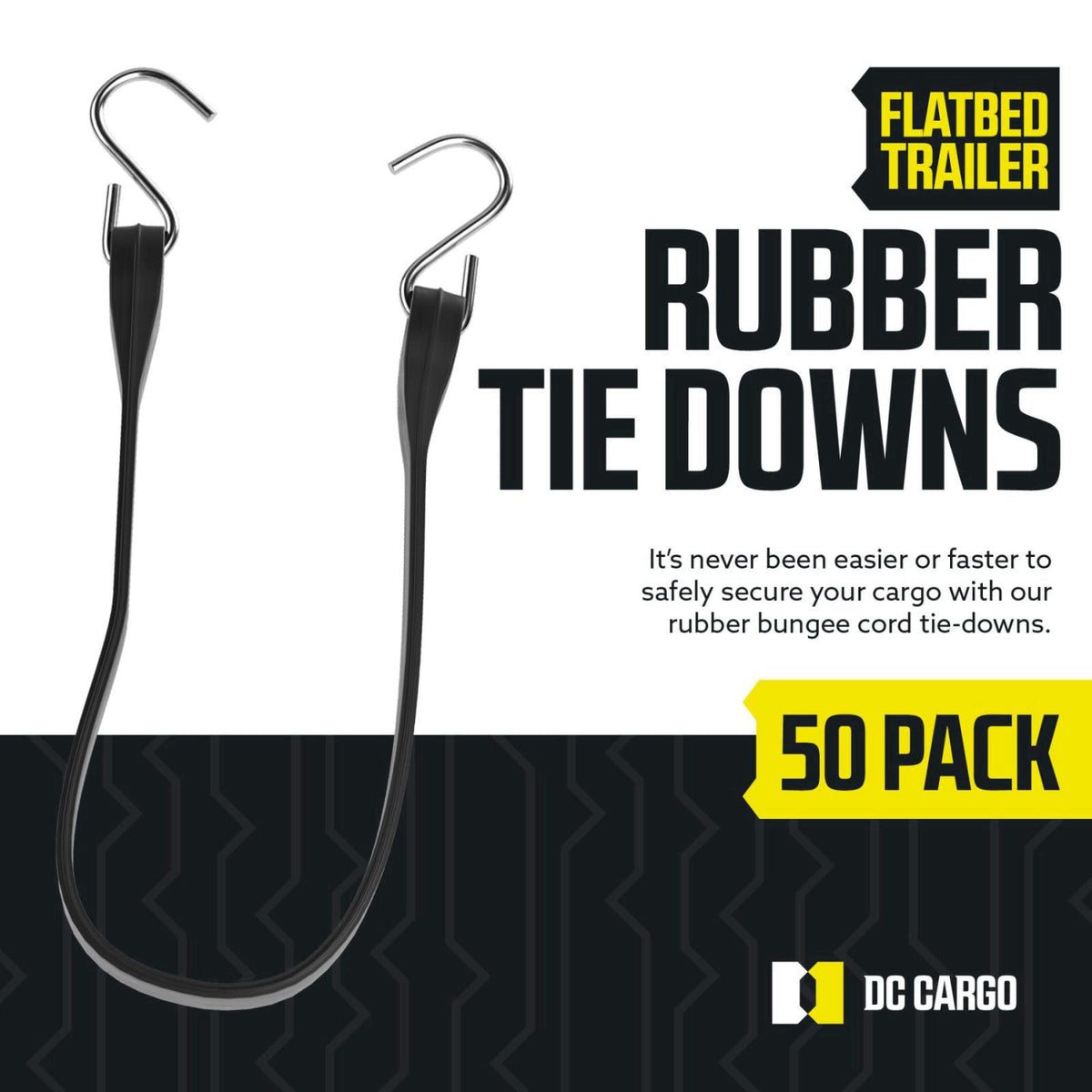 DC Cargo Mall DC Cargo (Pack of 50) Tarp Straps for Flatbed Trailers, 15" Long Natural Rubber Bungee Cord Tie-Downs 