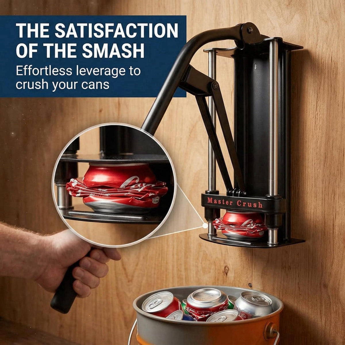 MasterCrush Heavy Duty Wall Mounted Can Crusher | Recycling 12/16/24/32oz – full view