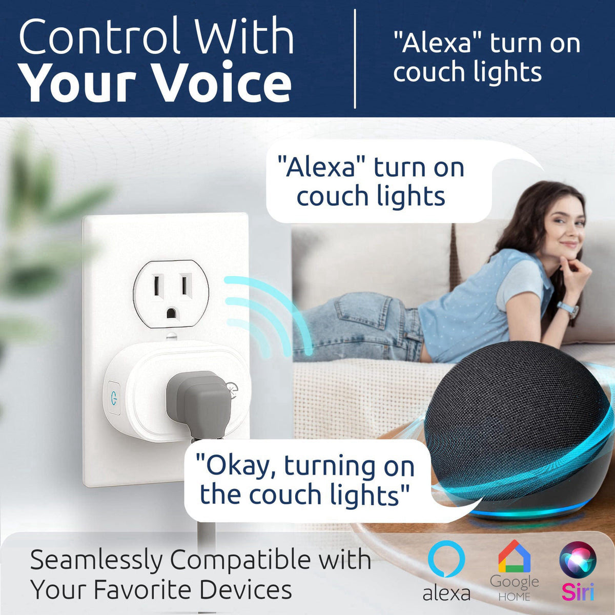 eKyro Smart Plug Energy Monitoring | Compatible with Alexa, Google Home Assistant, iPhone, Siri, Android, Power Tracking