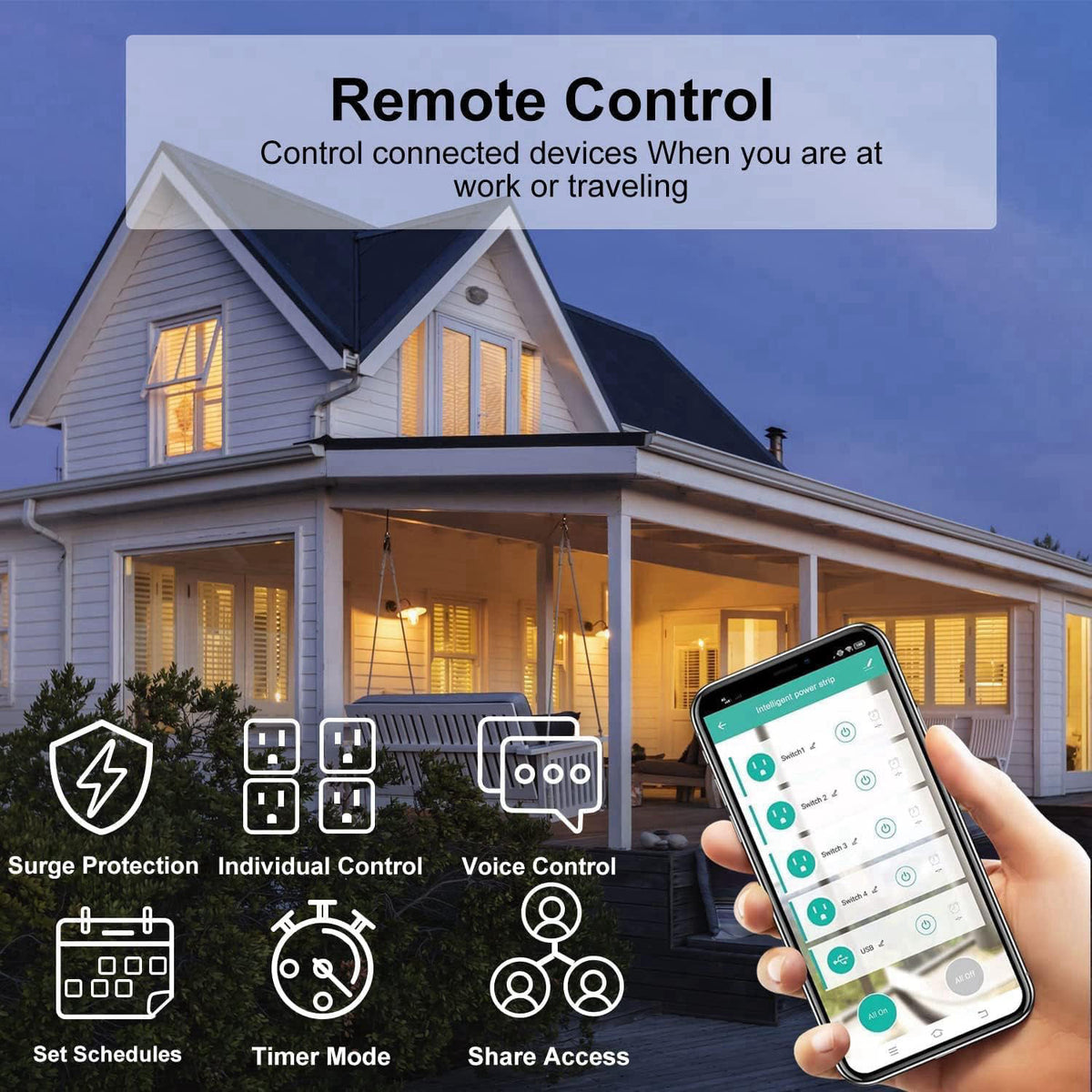 XENON ZigBee Power Strips, Voice/APP/Timer, 4 Individually Controlled Outlets, Compatible with Alexa Google Home, Need Z