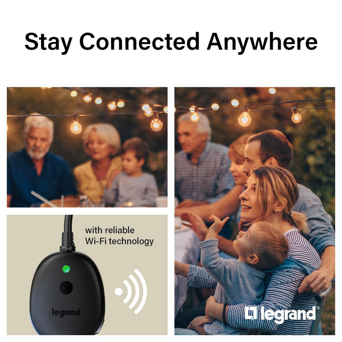 Legrand Radiant Wi-Fi Matter 15 Amp Smart Dual Outdoor Plug, Black, 1 Pack – full view