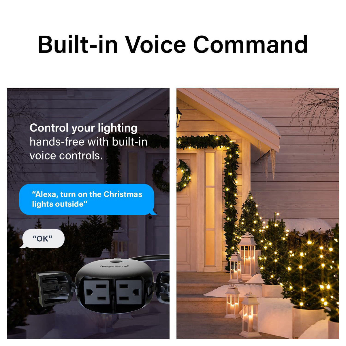 Legrand Radiant Wi-Fi Matter 15 Amp Smart Dual Outdoor Plug, Black, 1 Pack – alternate angle