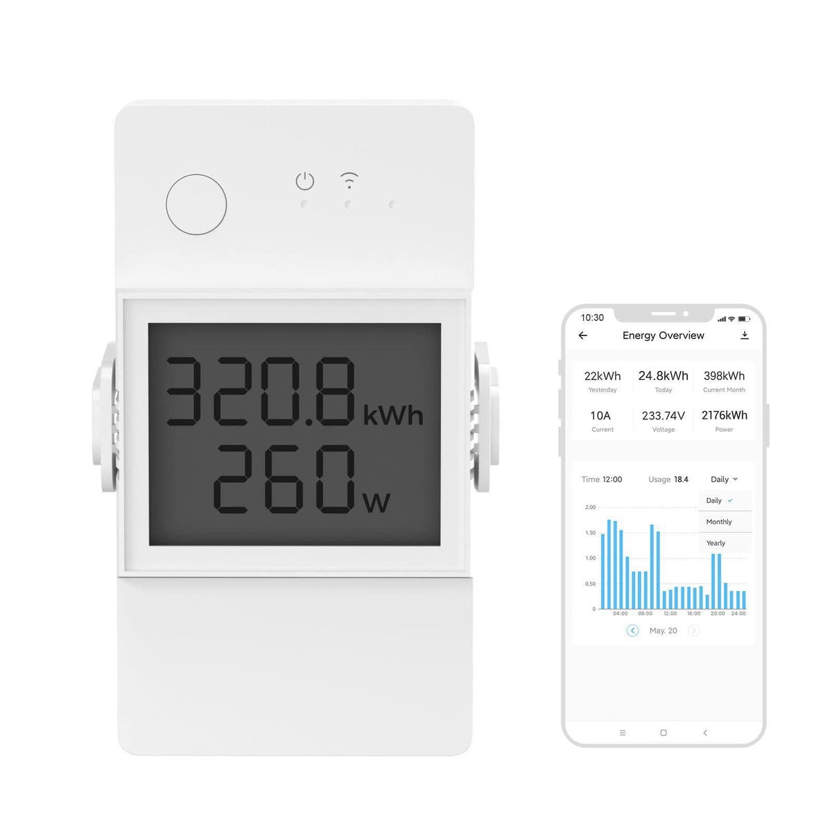 SONOFF POWR320D Elite 20A WiFi Smart WiFi Wireless Light Switch with Energy Monitoring, Universal DIY Module for Smart H
