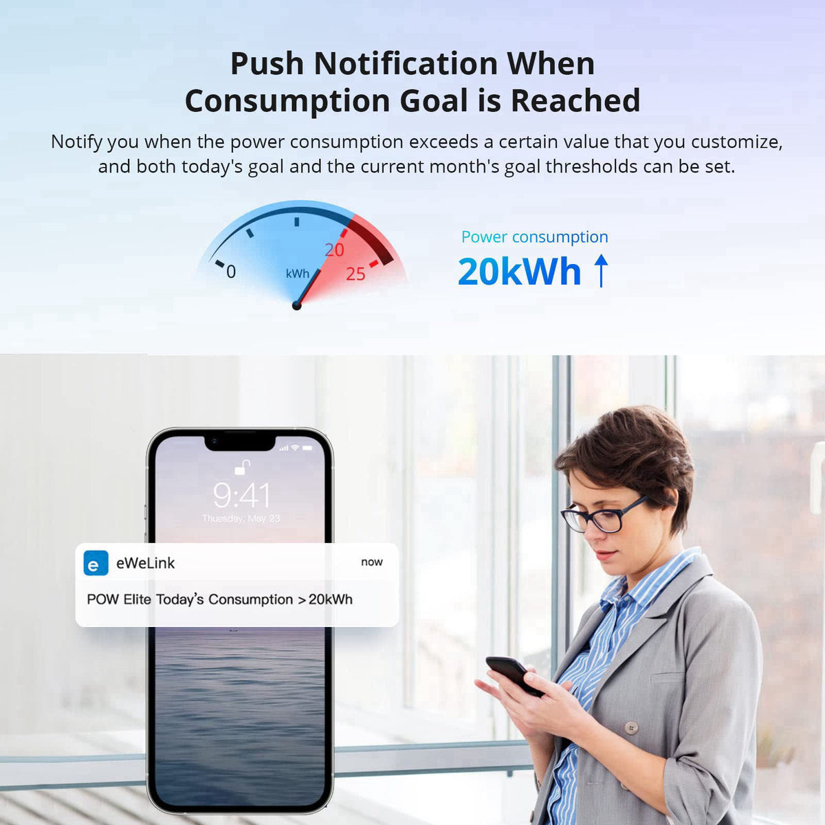 SONOFF POWR320D Elite 20A WiFi Smart WiFi Wireless Light Switch with Energy Monitoring, Universal DIY Module for Smart H