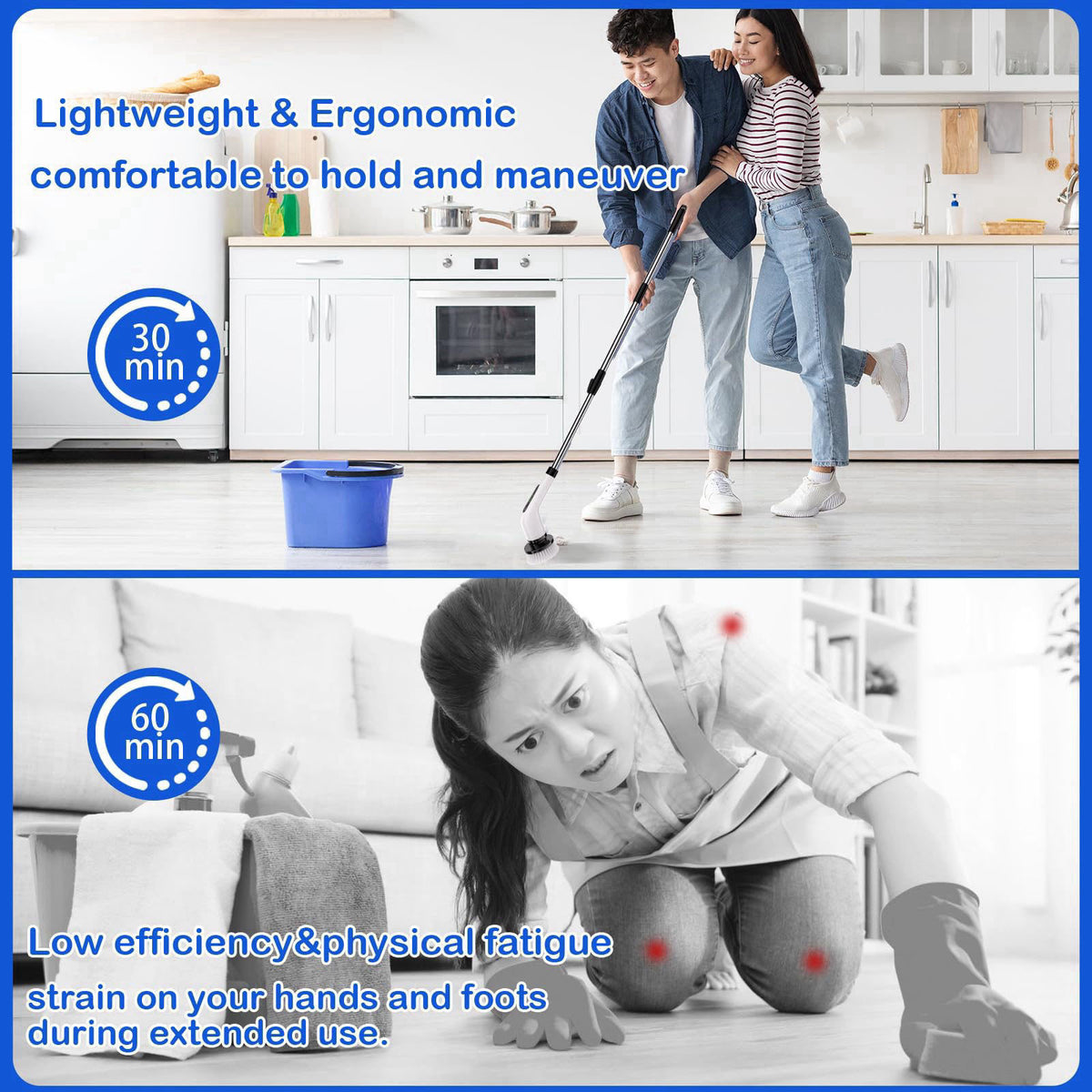 Bamifun Electric Spin Scrubber, Full Body Waterproof Cordless Cleaning Brush with 7 Replaceable Brush Heads Power Scrubb