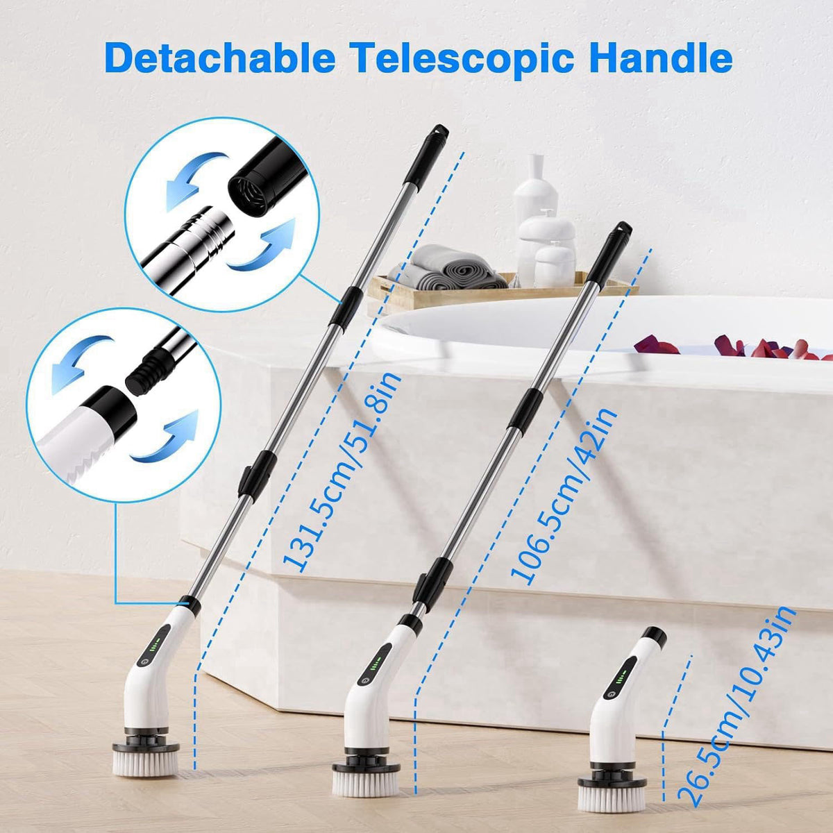 Bamifun Electric Spin Scrubber, Full Body Waterproof Cordless Cleaning Brush with 7 Replaceable Brush Heads Power Scrubb