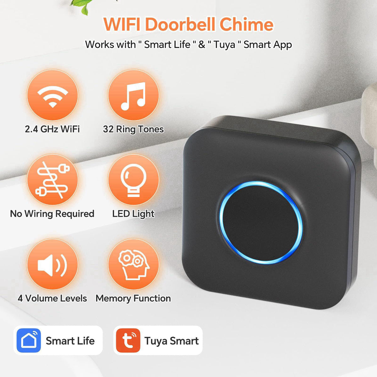 BITIWEND WiFi Wireless Doorbell Chime for Google Nest, Ring, Blink -2 Pack – packaging and label