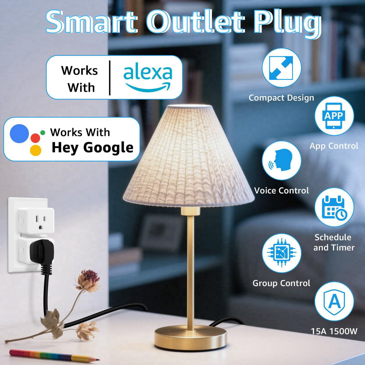 Greencycle WiFi Plug with 2 Wall Switches,App/Voice/Wireless Switch Control – close-up detail