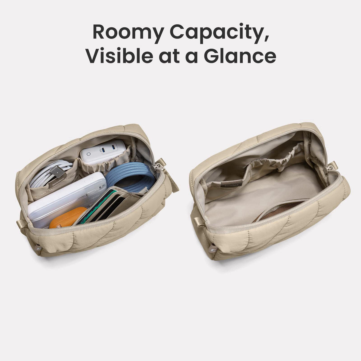 tomtoc Electronics Organizer Travel Case, Soft Puffy Accessory Tech Case – packaging and label