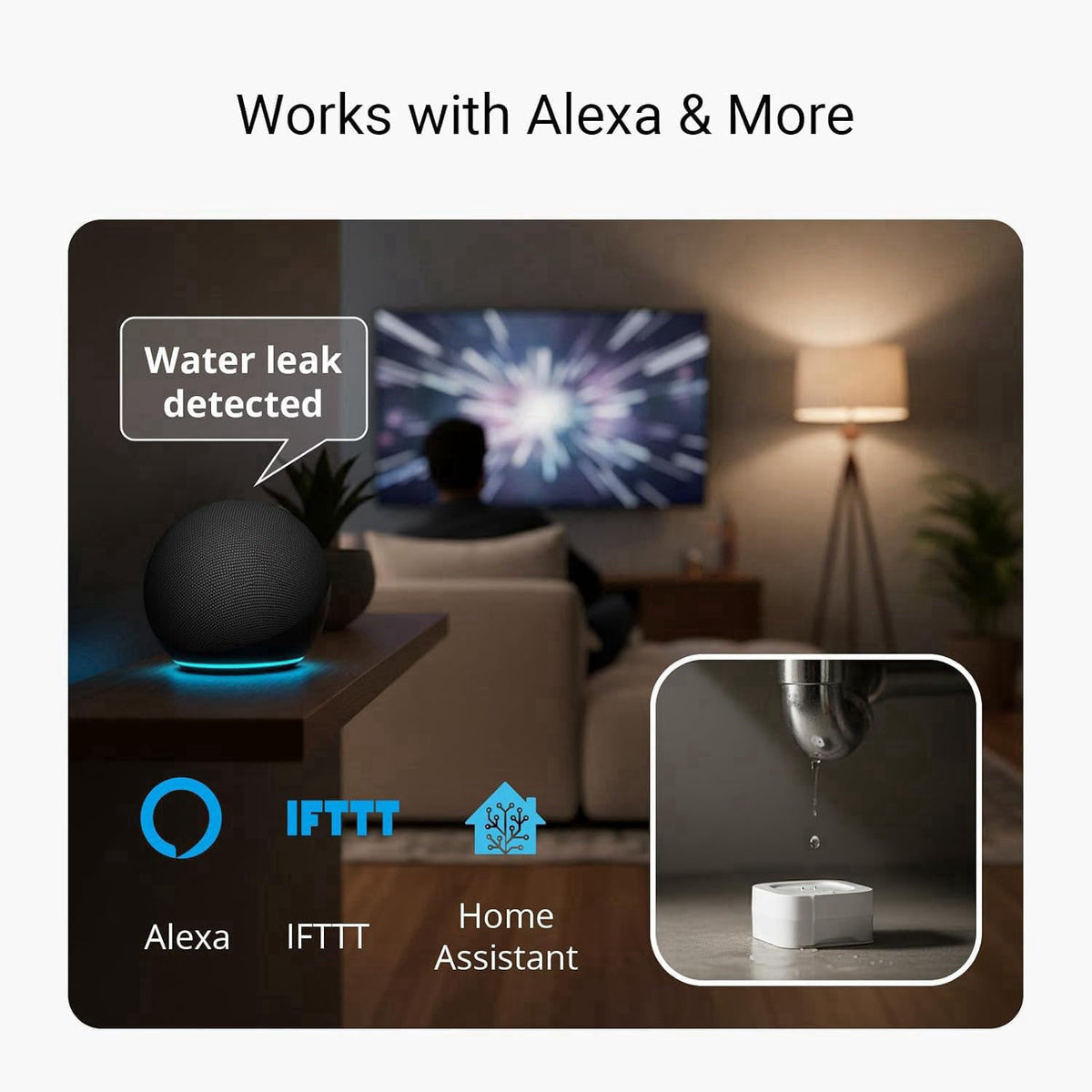 YoLink Water Leak Sensor 4 105 dB Alarm Kit: 3-Pack + Hub – full view