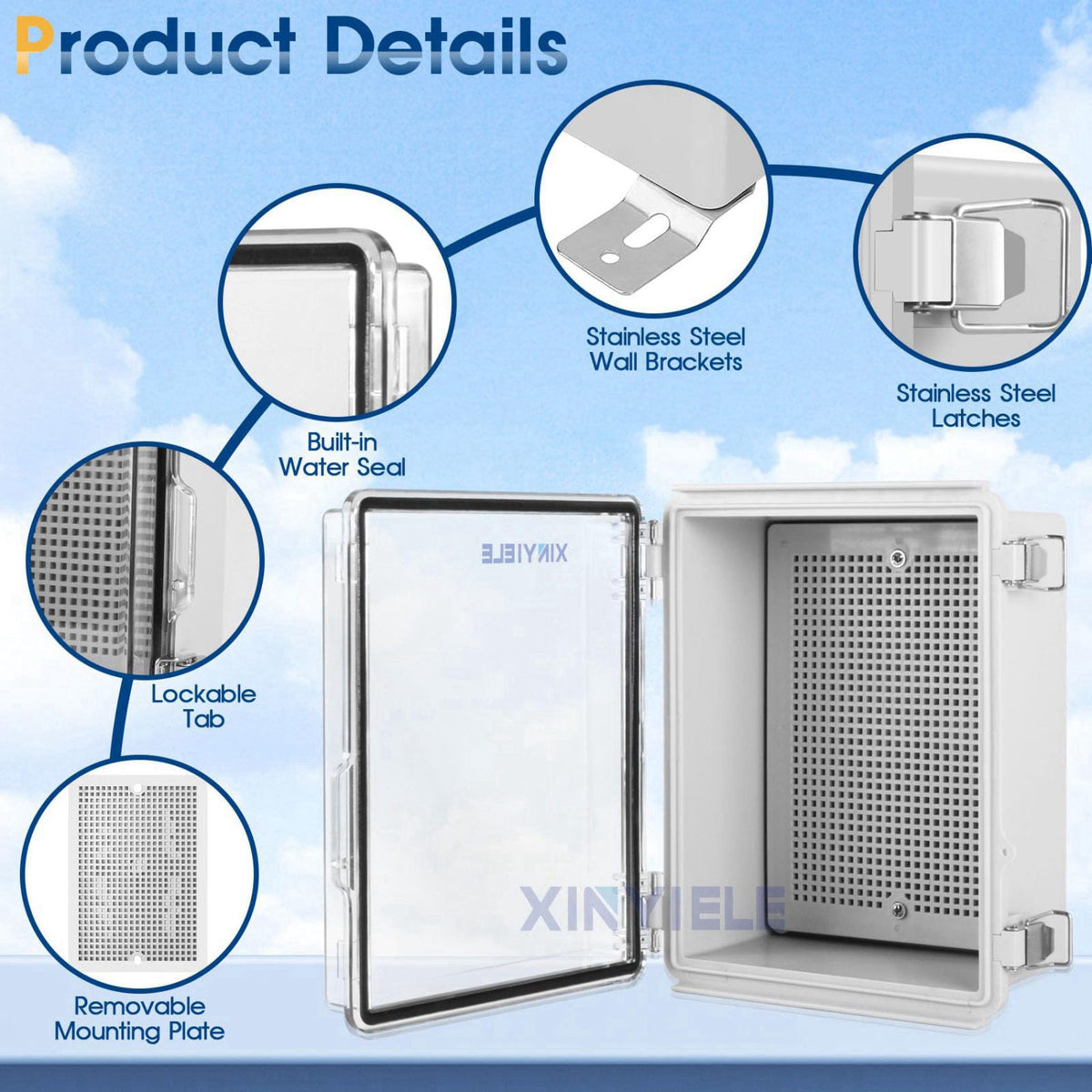 XINYIELE Waterproof Outdoor Project ABS Plastic Junction Box IP67 Weatherproof Dustproof Enclosure with Hinged Cover, Mo