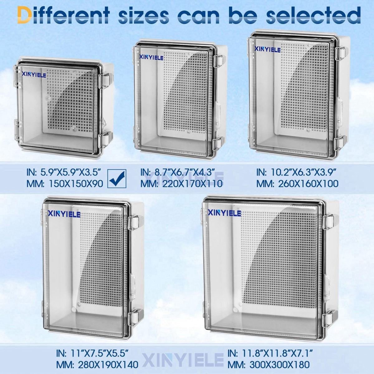 XINYIELE Waterproof Outdoor Project ABS Plastic Junction Box IP67 Weatherproof Dustproof Enclosure with Hinged Cover, Mo