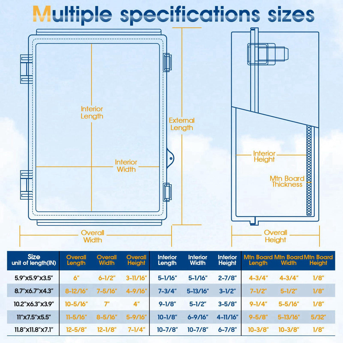 XINYIELE Waterproof Outdoor Project ABS Plastic Junction Box IP67 Weatherproof Dustproof Enclosure with Hinged Cover, Mo