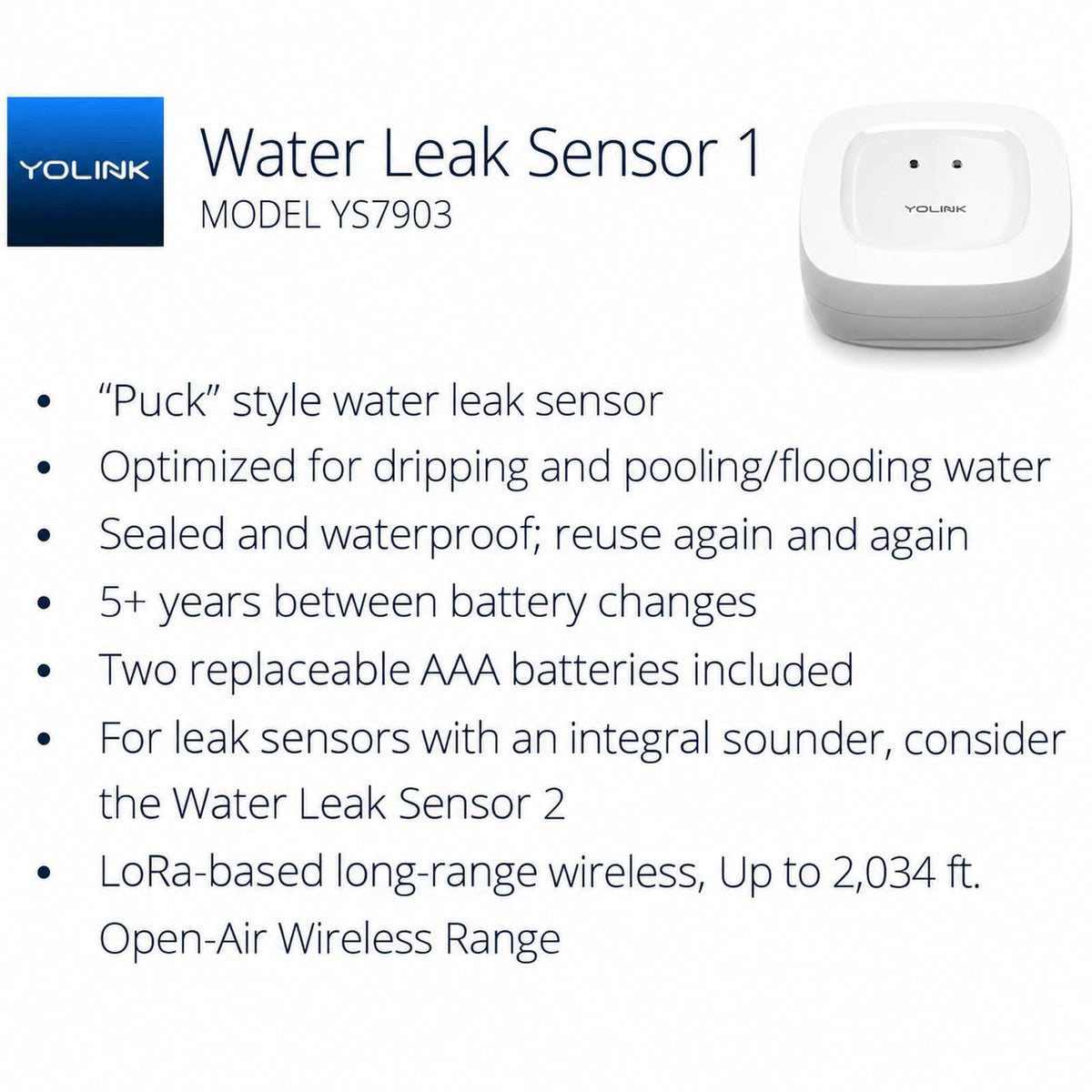 YoLink Water Leak Sensor 1 Kit: 2-Pack + Hub – close-up detail