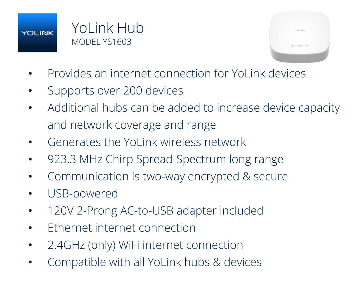 YoLink Water Leak Sensor 1 Kit: 2-Pack + Hub – packaging and label