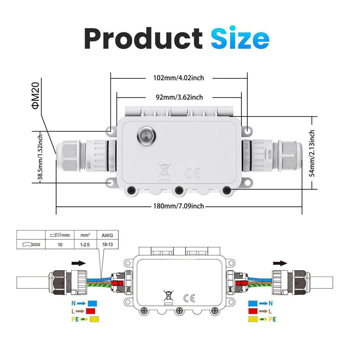 LICAEVEY Outdoor WiFi Junction Box 16A, IP67 Water Proof Smart Timer Switch with APP Control, for Pool Lights Pathway Li