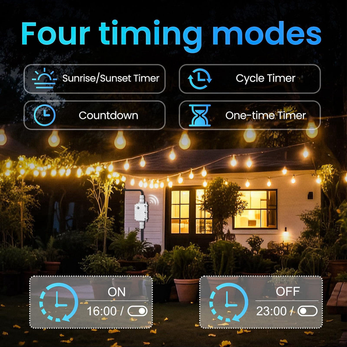 LICAEVEY Outdoor WiFi Junction Box 16A, IP67 Water Proof Smart Timer Switch with APP Control, for Pool Lights Pathway Li