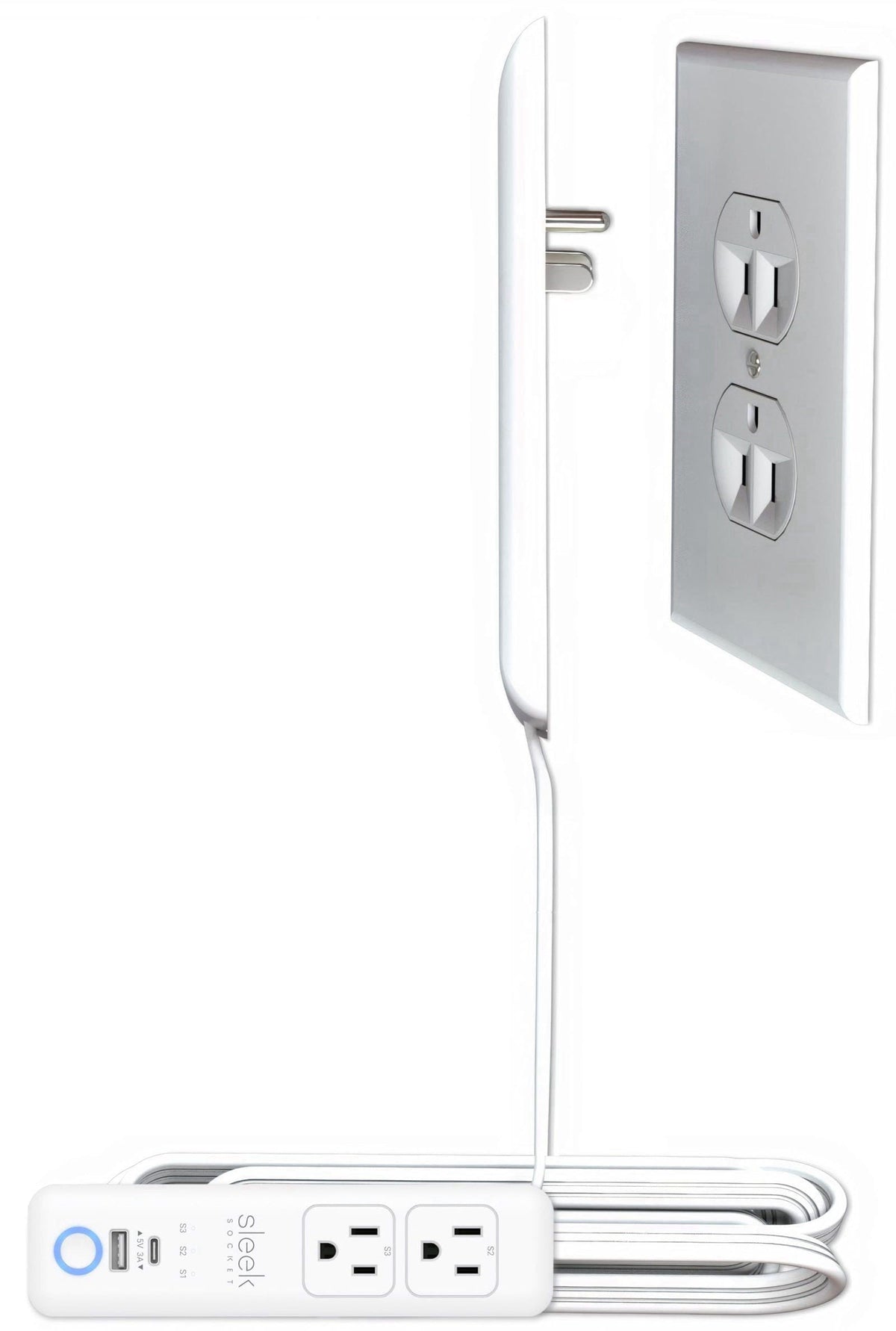 Smart Sleek Socket: Universal Outlet Concealer with Wi-Fi Smart Power Strip – close-up detail