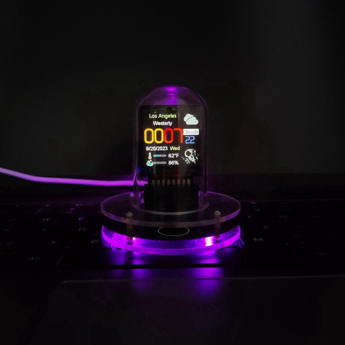 Nixie Tube Clock Simulation, Full Color LCD Screen, Support, Weather Mode, Electronic Album Feature, Easy to Use, 12/24h
