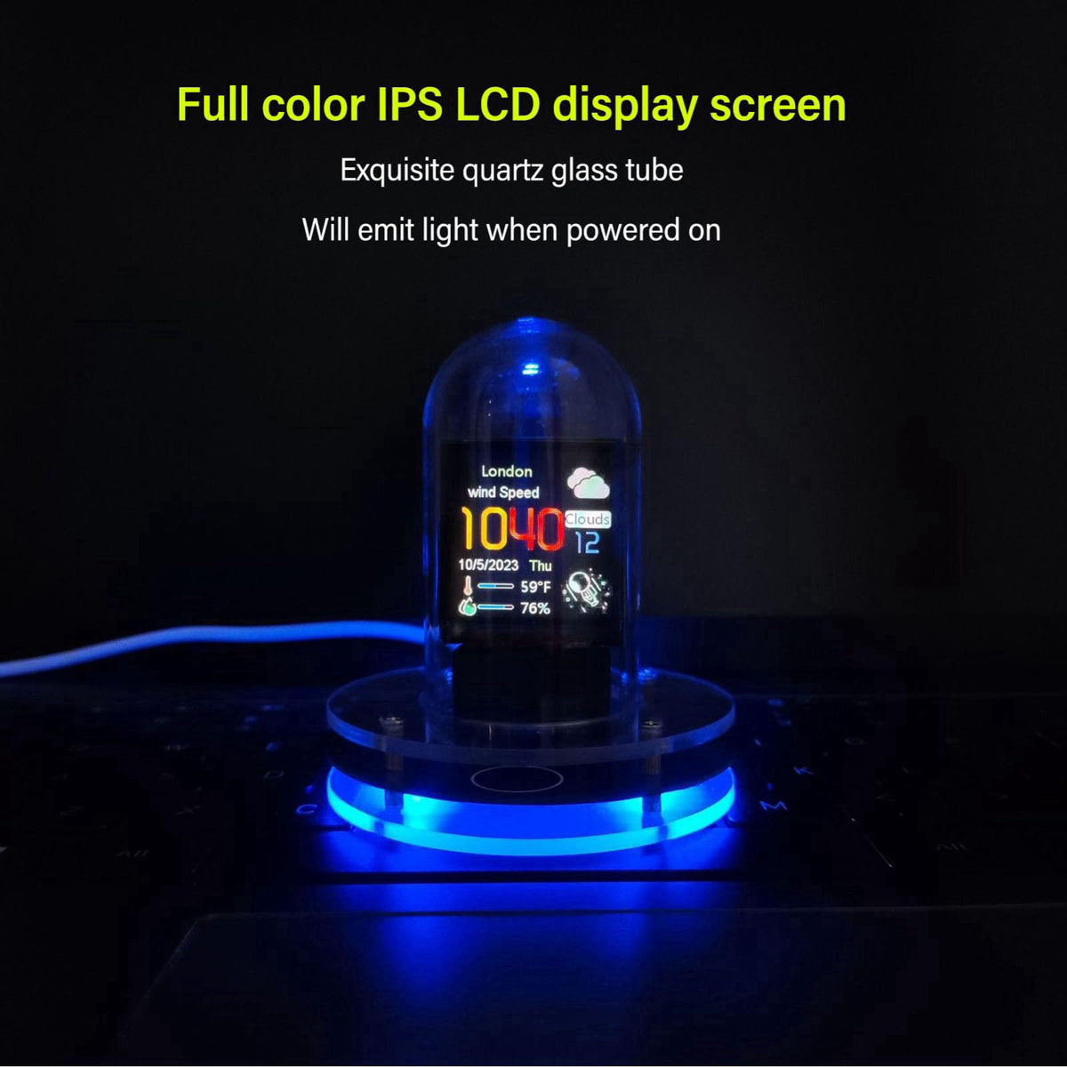 Nixie Tube Clock Simulation, Full Color LCD Screen, Support, Weather Mode, Electronic Album Feature, Easy to Use, 12/24h