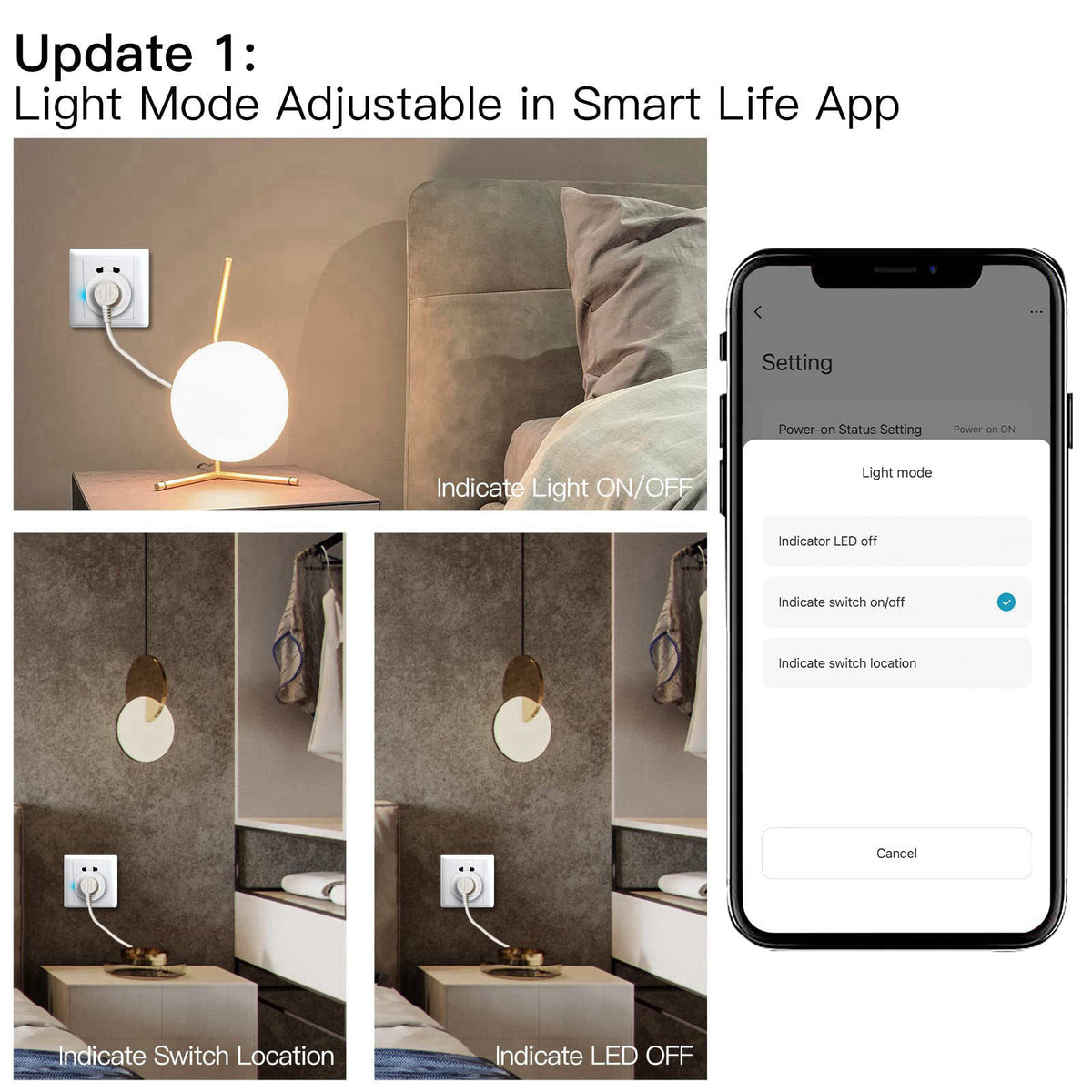 MoesGo Smart Dimmer Plug, WiFi Plug in Dimmer for Lamps, White, 2 Pack – close-up detail