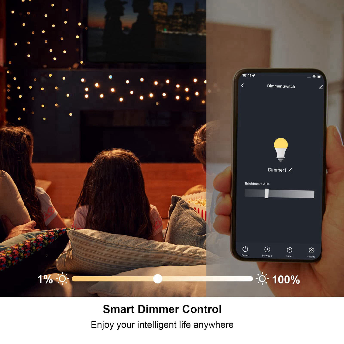Eva's Light WiFi Smart Dimmable Plug 2 Pack, Smart Plugs for Voice Control, Mini Dimmer Switch Outlet Dimmable LED, CFL,