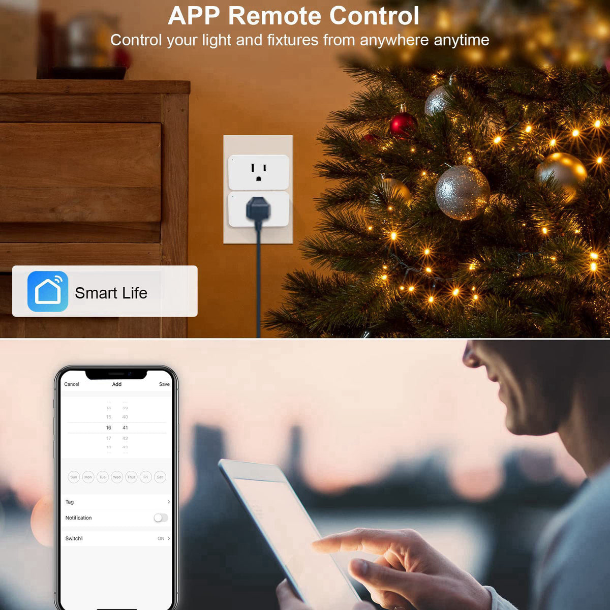 Eva's Light WiFi Smart Dimmable Plug 2 Pack, Smart Plugs for Voice Control, Mini Dimmer Switch Outlet Dimmable LED, CFL,