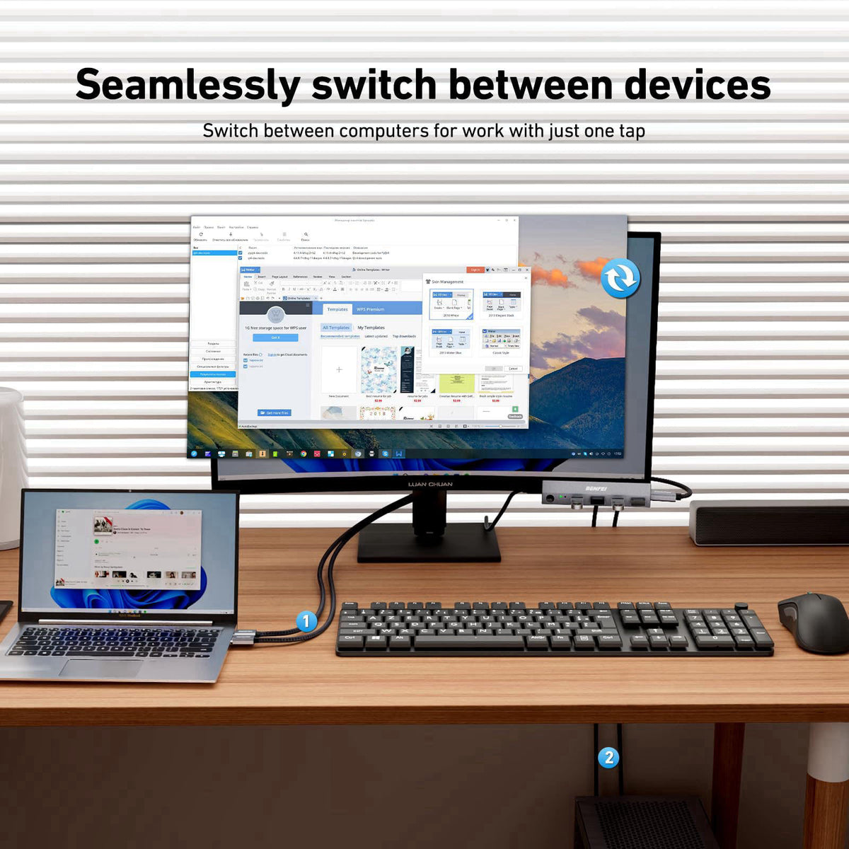 BENFEI USB 3.0 HDMI KVM Switch(8K@60Hz) with 4 USB 3.0 Ports for 2 Computers Sharging Monitor Keyboard Mouse – alternate