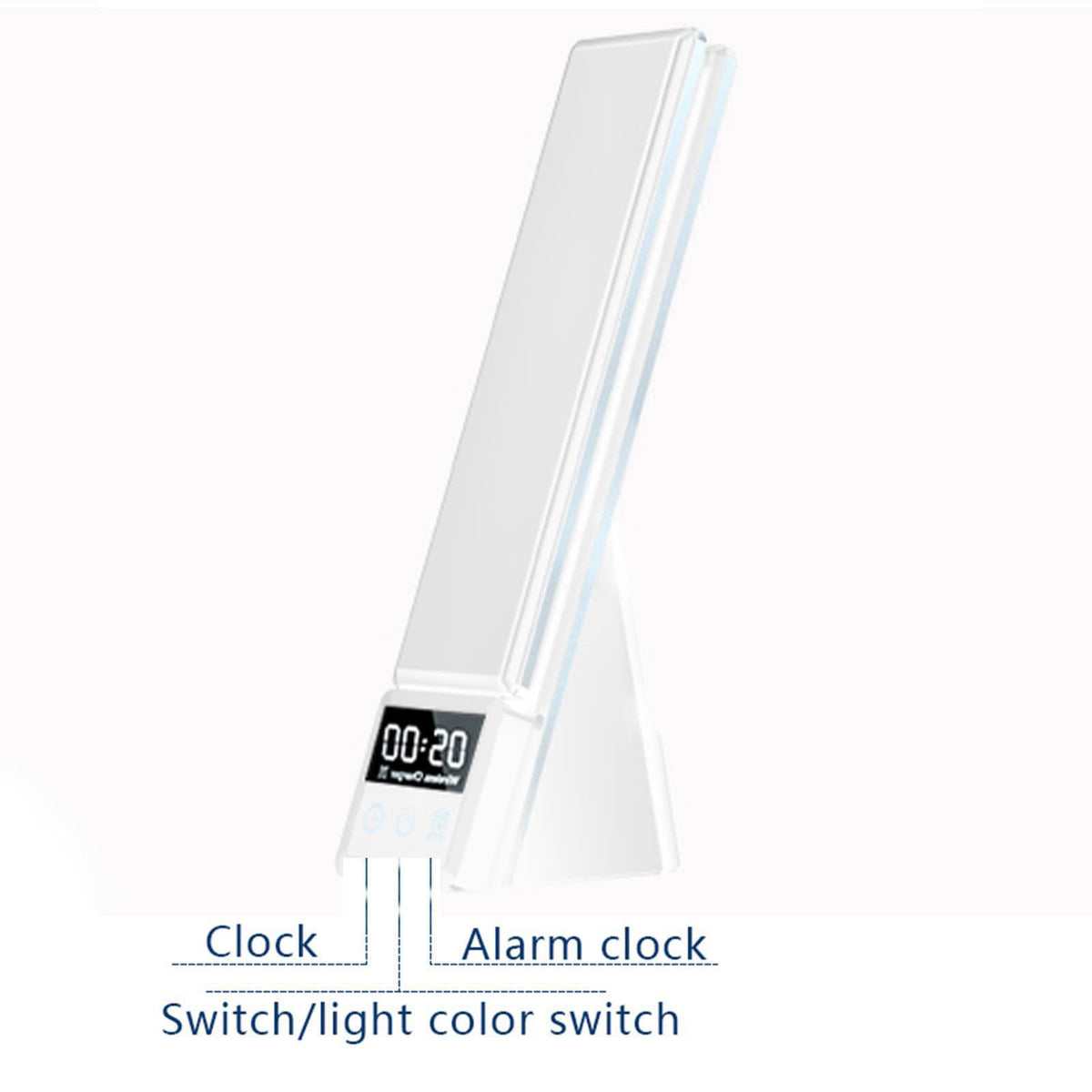 AYI Multi-Functional Wireless Charging Lamp with LED Display, Alarm Clock, 3 Color Light Modes, Foldable & Portable, 15W
