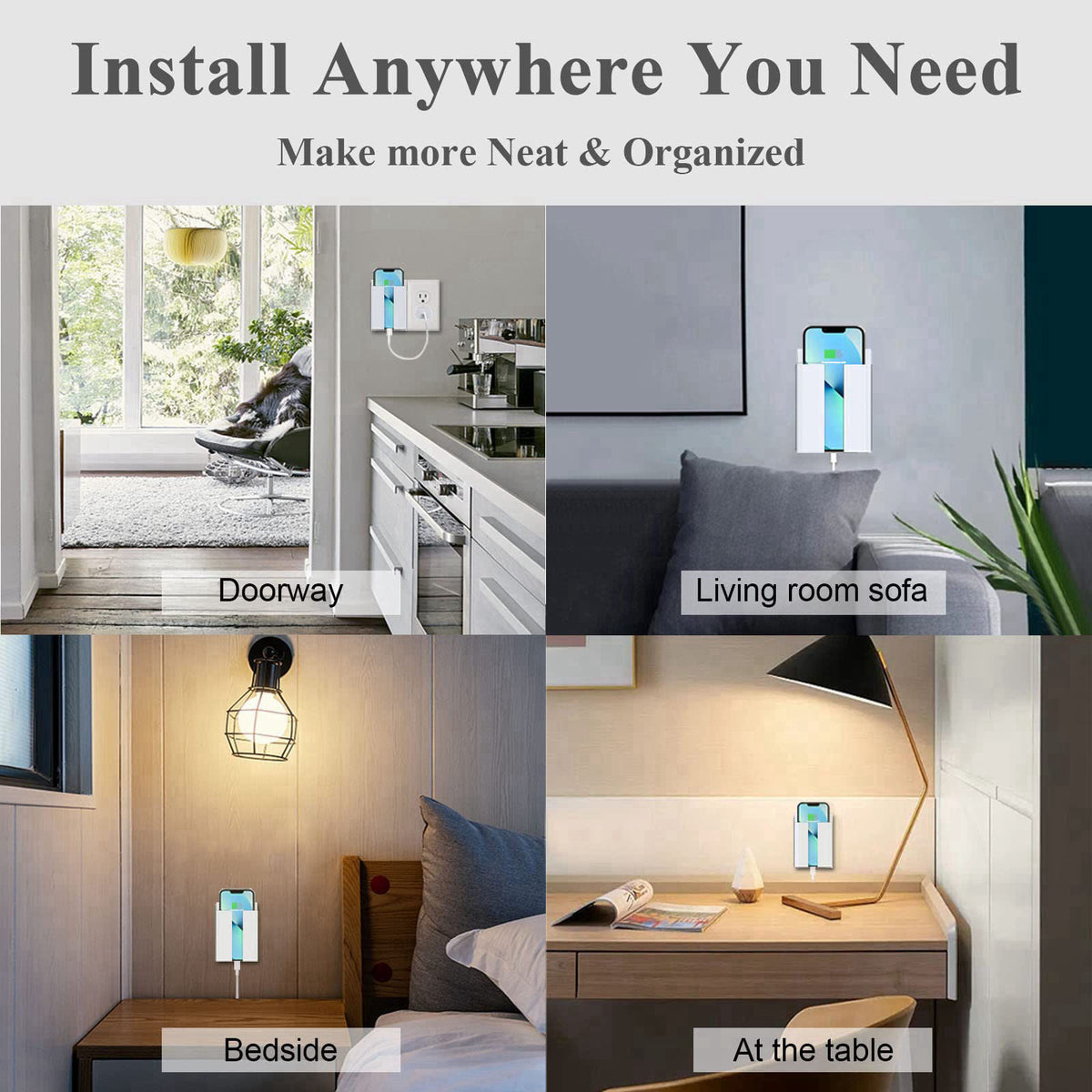 LANBON P2 Wireless Charger Wall Mounted,Wireless Phone Charger for Bedside/Desk/Garage/Kitchen,15W Fast Charging Station